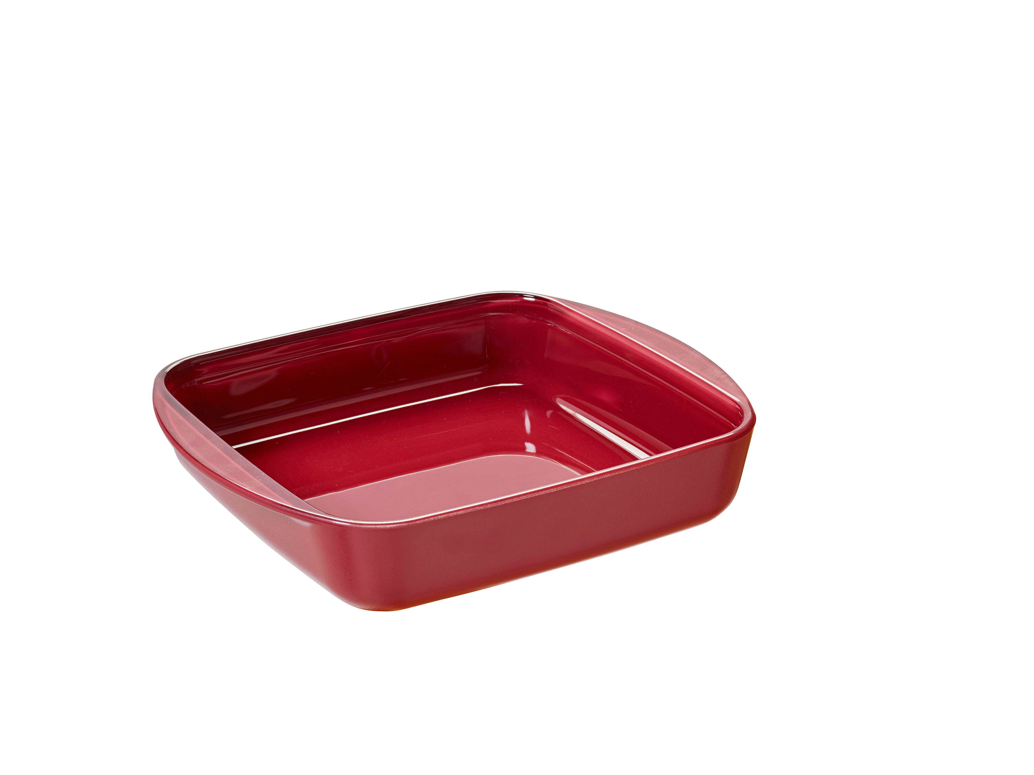 Square Glass Oven Dish with Lid – 1.6L Garnet Red