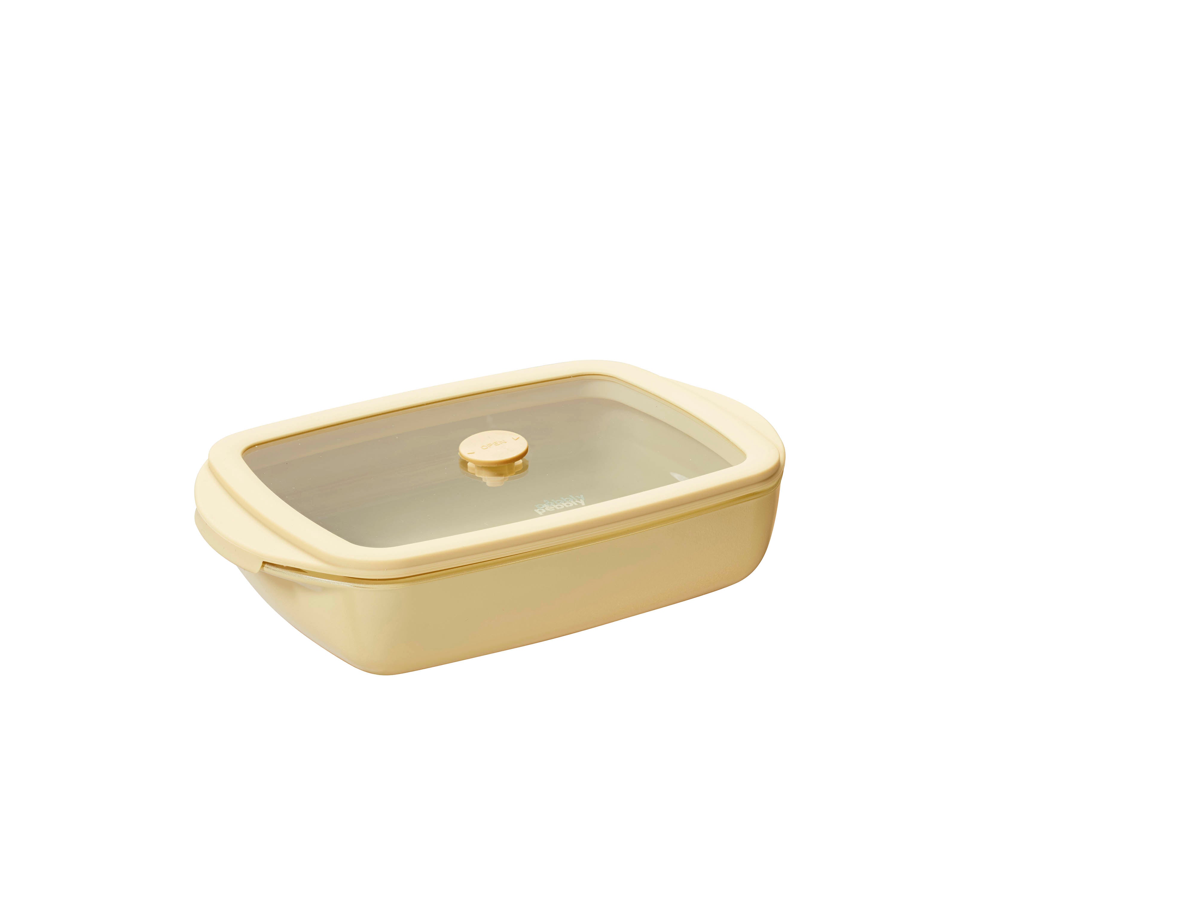 Rectangular Glass Oven Dish with Lid – 0.8L Cream