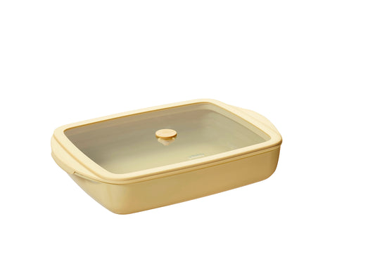 Rectangular Glass Oven Dish with Lid – 1.6L Cream