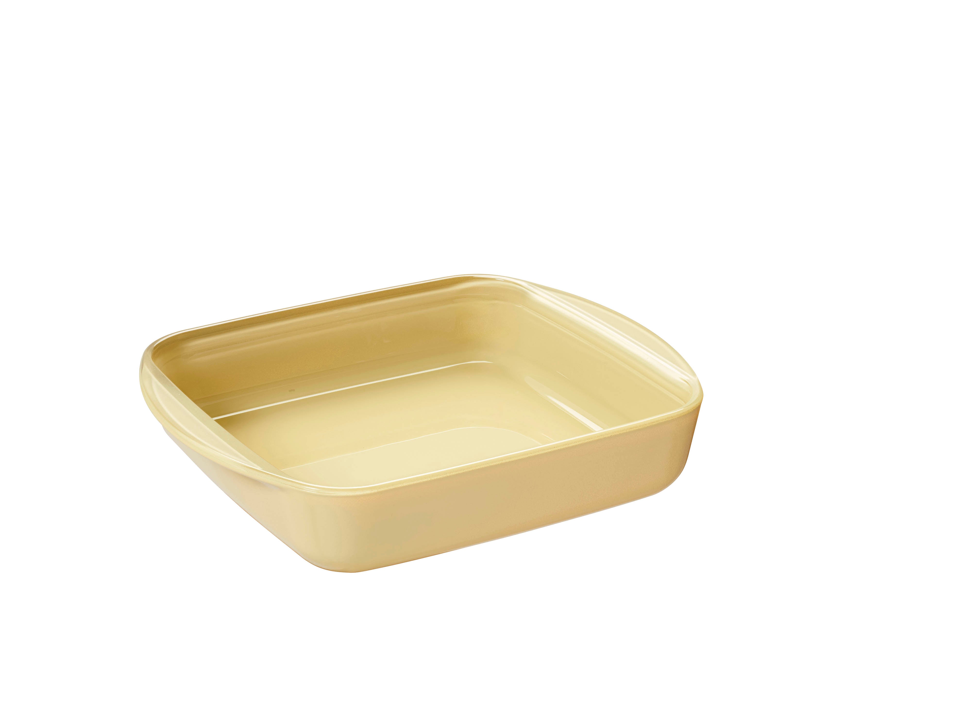 Square Glass Oven Dish with Lid – 1.6L Cream