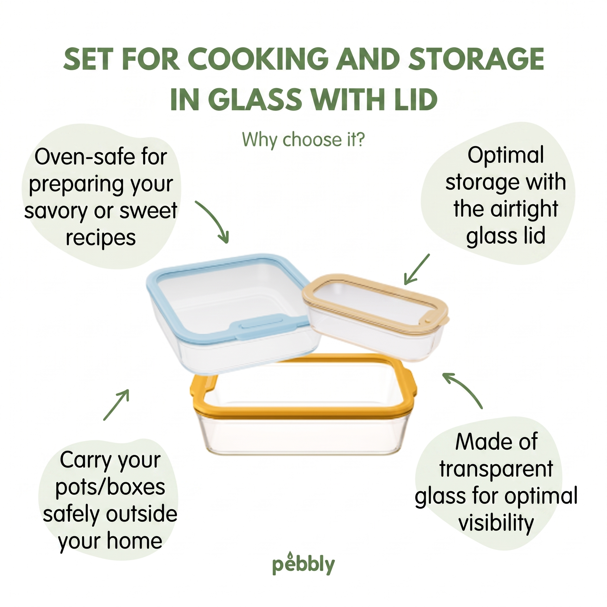 Glass Cooking & Storage Set (Set of 3)