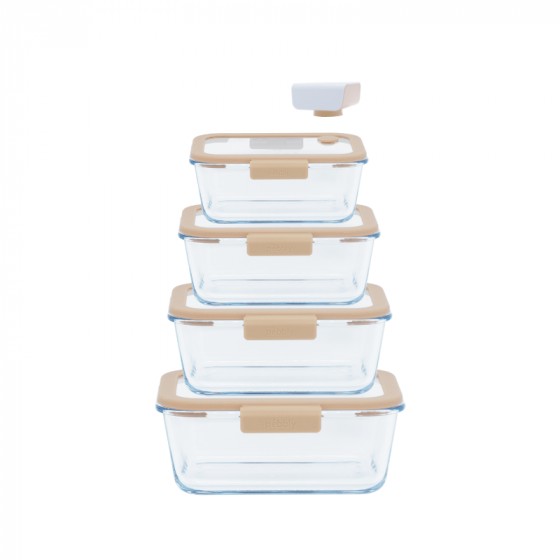 Glass Vacuum Starter Pack (4 Containers + Pump)