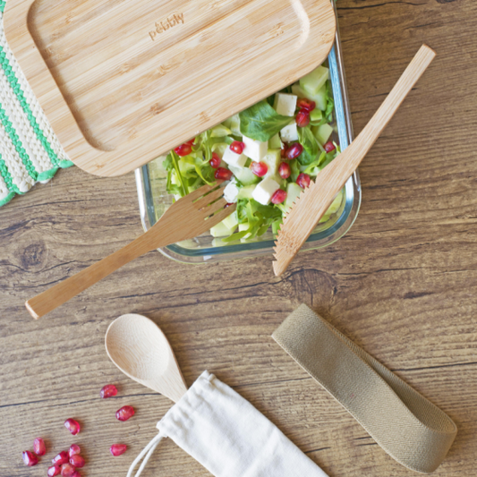 Glass Lunch Box with Cutlery Set