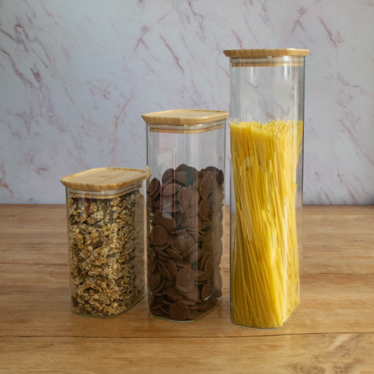 Glass Storage Container with Bamboo Lid - Rectangular
