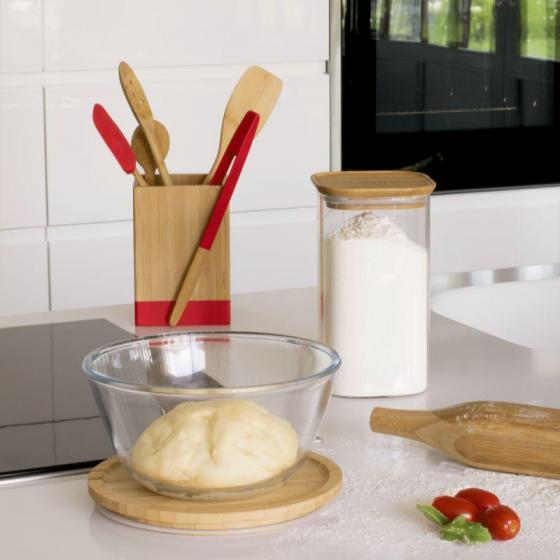 Glass Bowl with Bamboo Lid