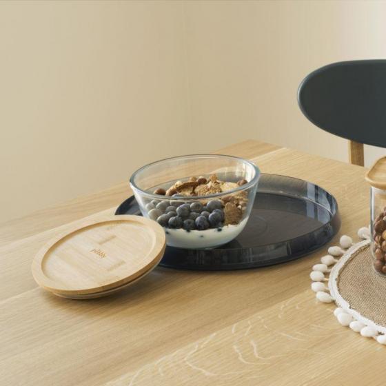 Glass Bowl with Bamboo Lid