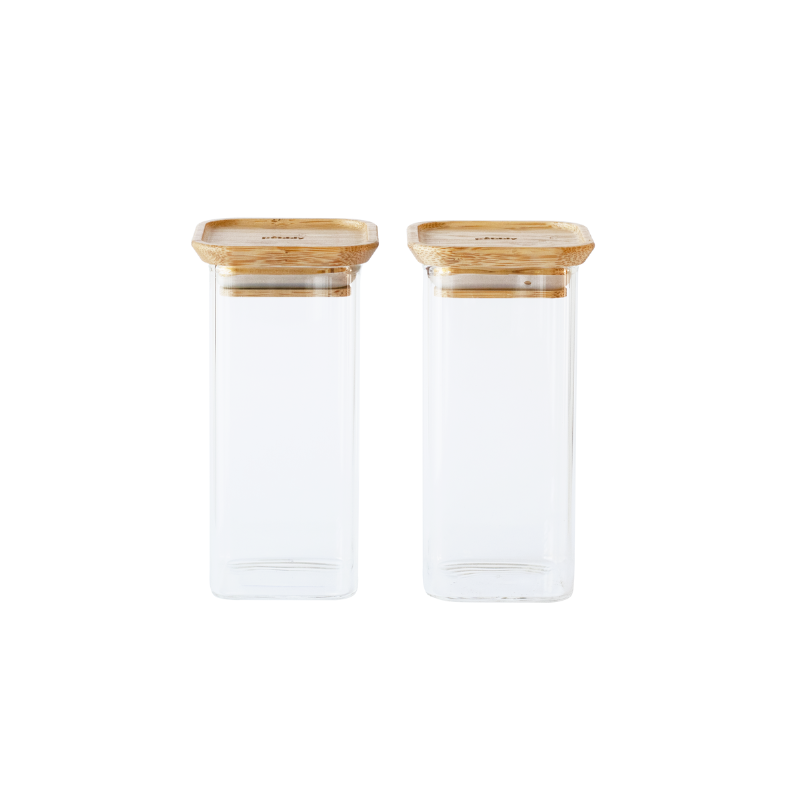 Glass Spice Jars Square Tall (2 piece set)