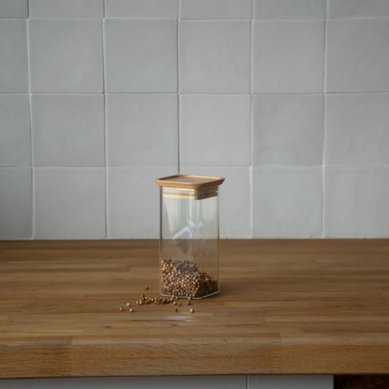 Glass Spice Jars Square Tall (2 piece set)