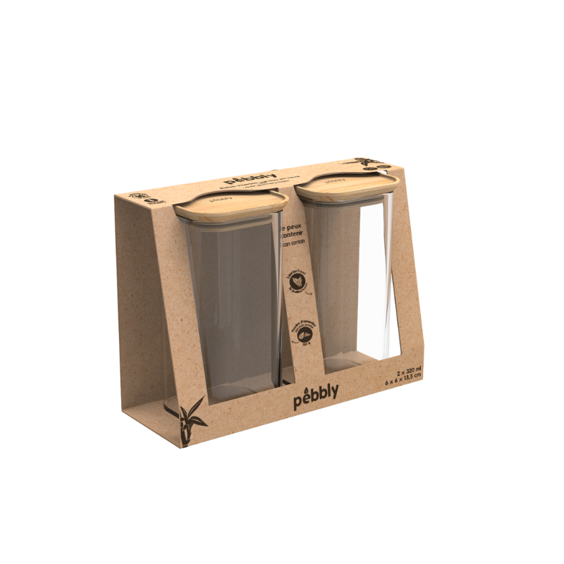 Glass Spice Jars Square Tall (2 piece set)