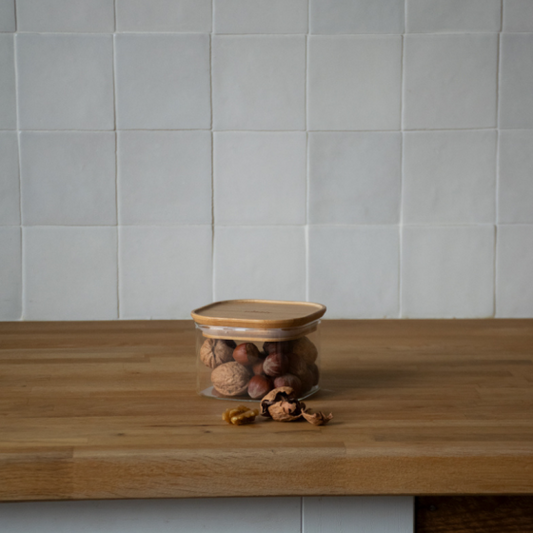 Glass Storage Container with Bamboo Lid Square