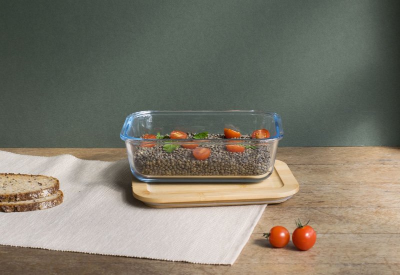 Glass Storage Container with Bamboo Lid - Rectangular